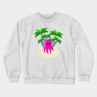 cute squid on the beach. Crewneck Sweatshirt